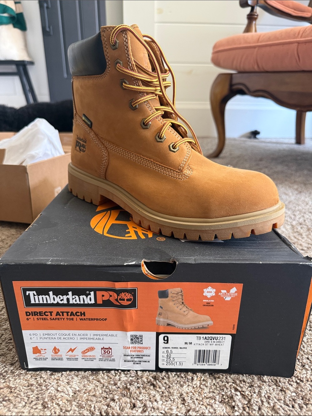 Timberland PRO Wheat/Brown 6" Work Boot - Waterproof Nubuck